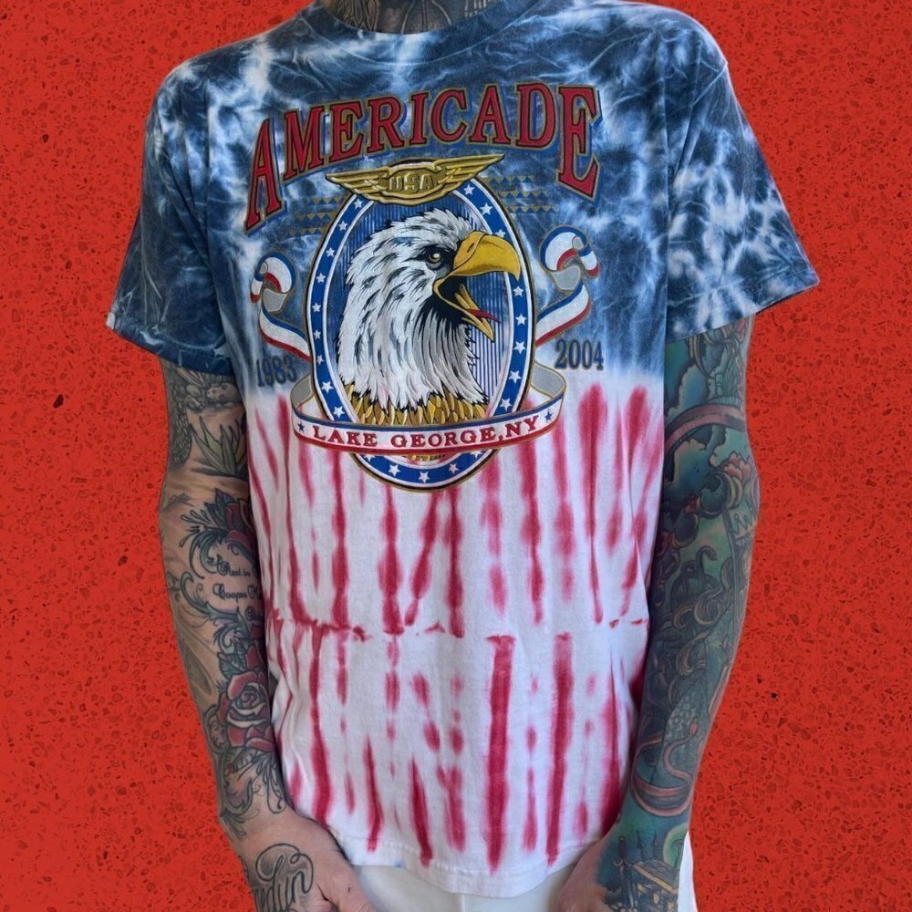 Biker motorcycle tie dye t shirt 4th July